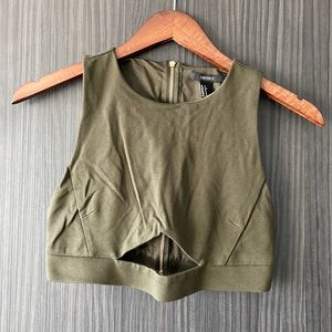 Olive green cut out crop top in size S.